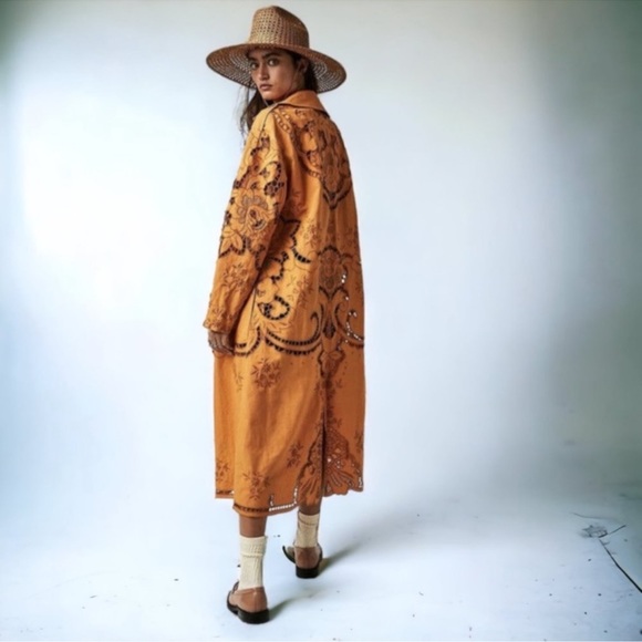 Free People Susanna Duster Jacket Mustard Brown, NWT, S (Fits S-M, Loosely) - Picture 5 of 10